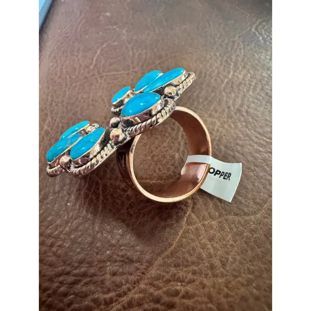 Blue Ridge Turquoise Naja Statement Ring Western Boho NWT